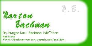 marton bachman business card